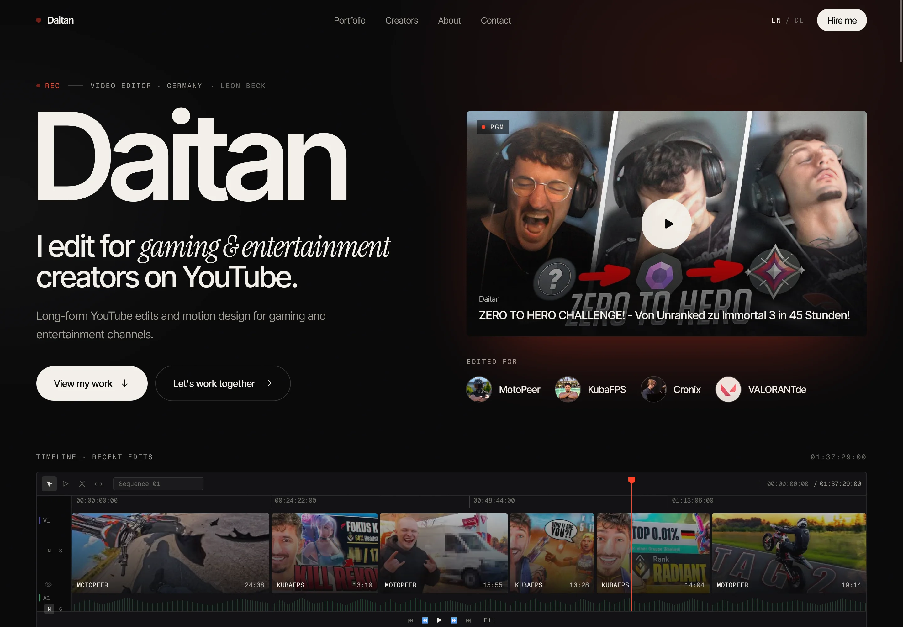 Daitan — Creator services website homepage preview