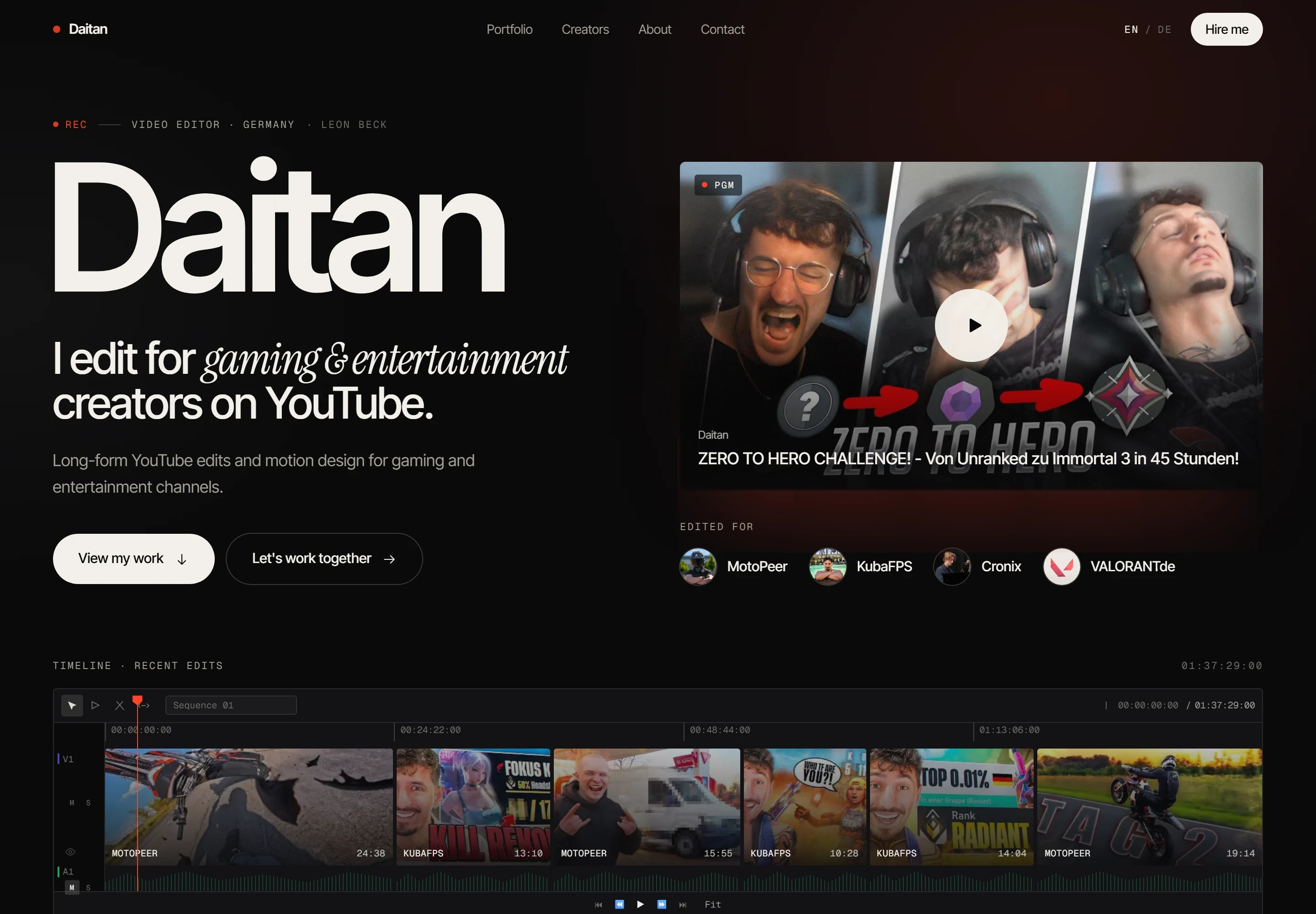 Daitan — Creator services website homepage preview
